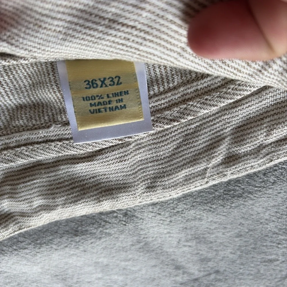 Joseph & Feiss‎ Pants Mens 36x32 (38x29) Linen Beige Stripe Lightweight Casual